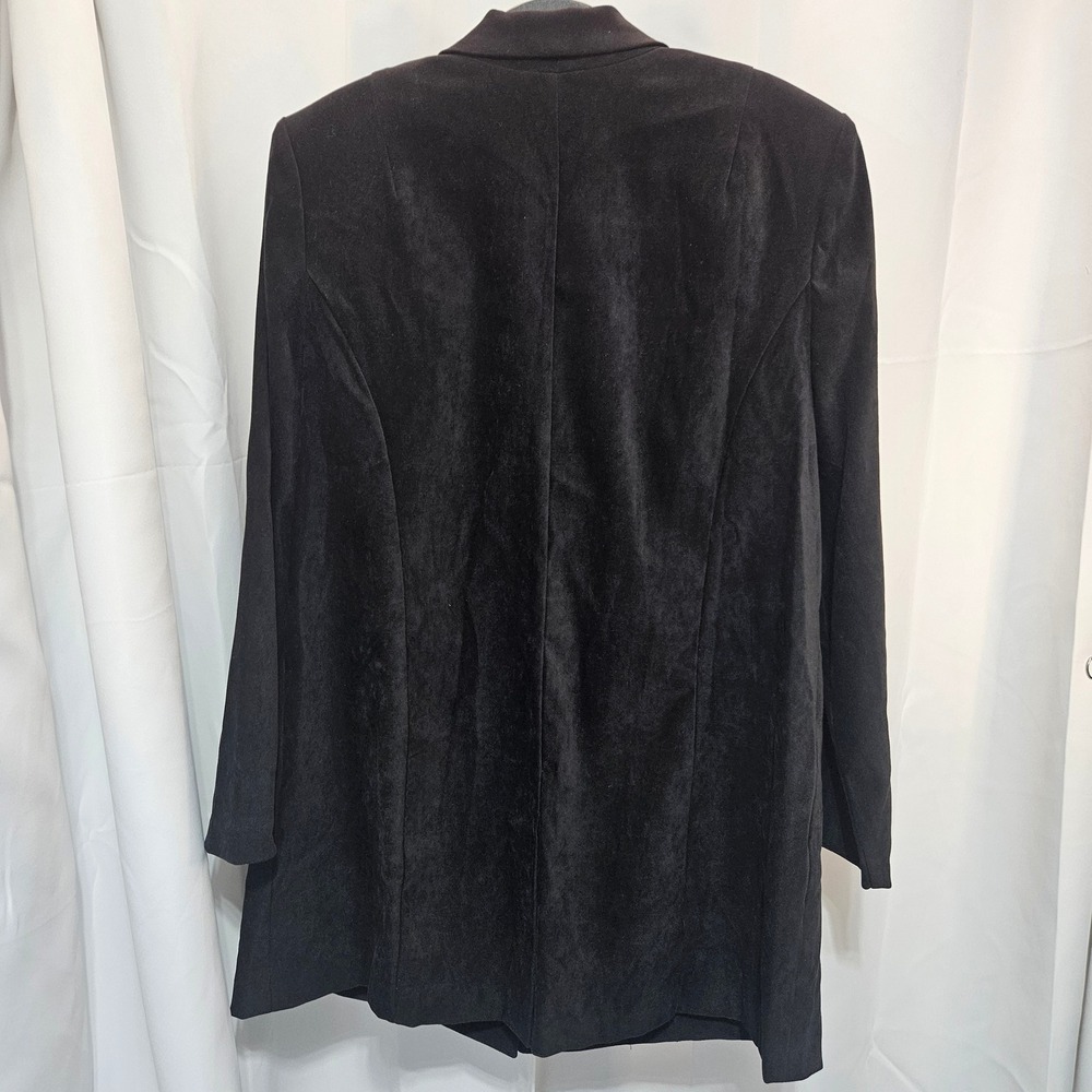 Vtg Amanda Smith II Womens 16W Black Faux Suede Pant Suit 2pc Blazer Set Lagen - Picture 2 of 14